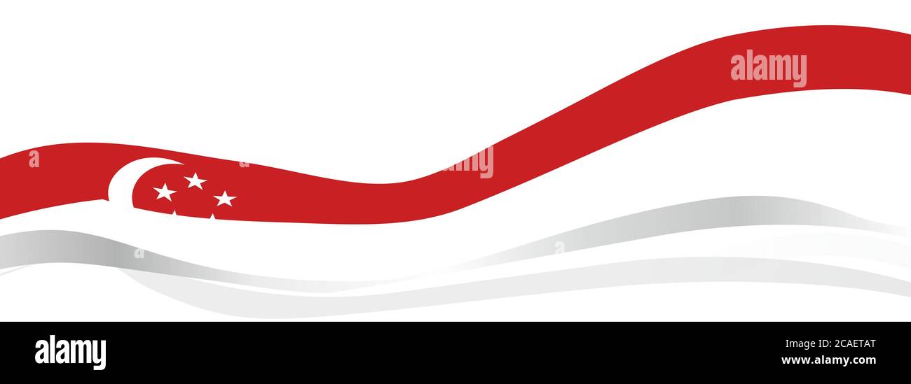 Drapeau de Singapour, rouge et blanc avec croissant et étoile drapeau de la République de Singapour Banque D'Images
