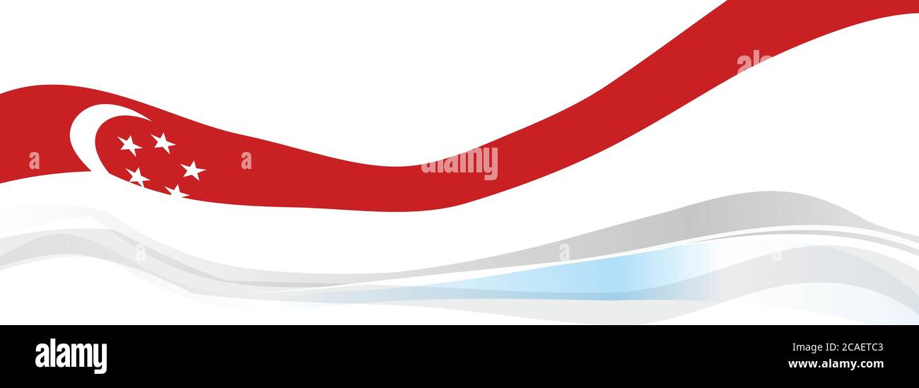 Drapeau de Singapour, rouge et blanc avec croissant et étoile drapeau de la République de Singapour Banque D'Images