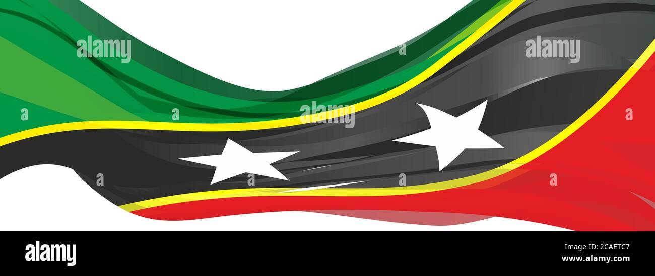 Drapeau de Saint-Kitts-et-Nevis, rouge vert à rayures noires et jaunes drapeau de la Fédération de Saint-Kitts-et-Nevis Banque D'Images