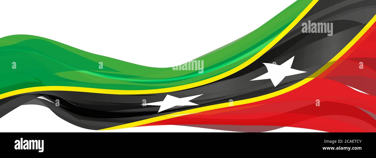 Drapeau de Saint-Kitts-et-Nevis, rouge vert à rayures noires et jaunes drapeau de la Fédération de Saint-Kitts-et-Nevis Banque D'Images