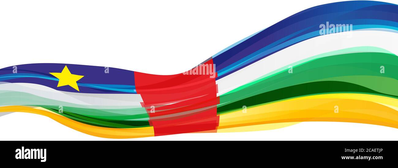 Multicolore avec une bande rouge et une étoile jaune drapeau de la République centrafricaine Banque D'Images
