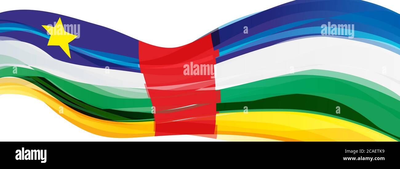 Multicolore avec une bande rouge et une étoile jaune drapeau de la République centrafricaine Banque D'Images