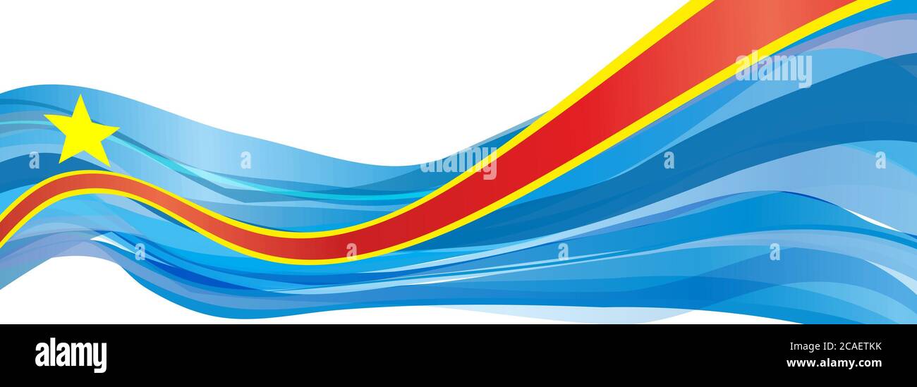 Drapeau de la République démocratique du Congo, bleu avec une bande rouge et jaune et étoile drapeau de la République démocratique du Congo Banque D'Images
