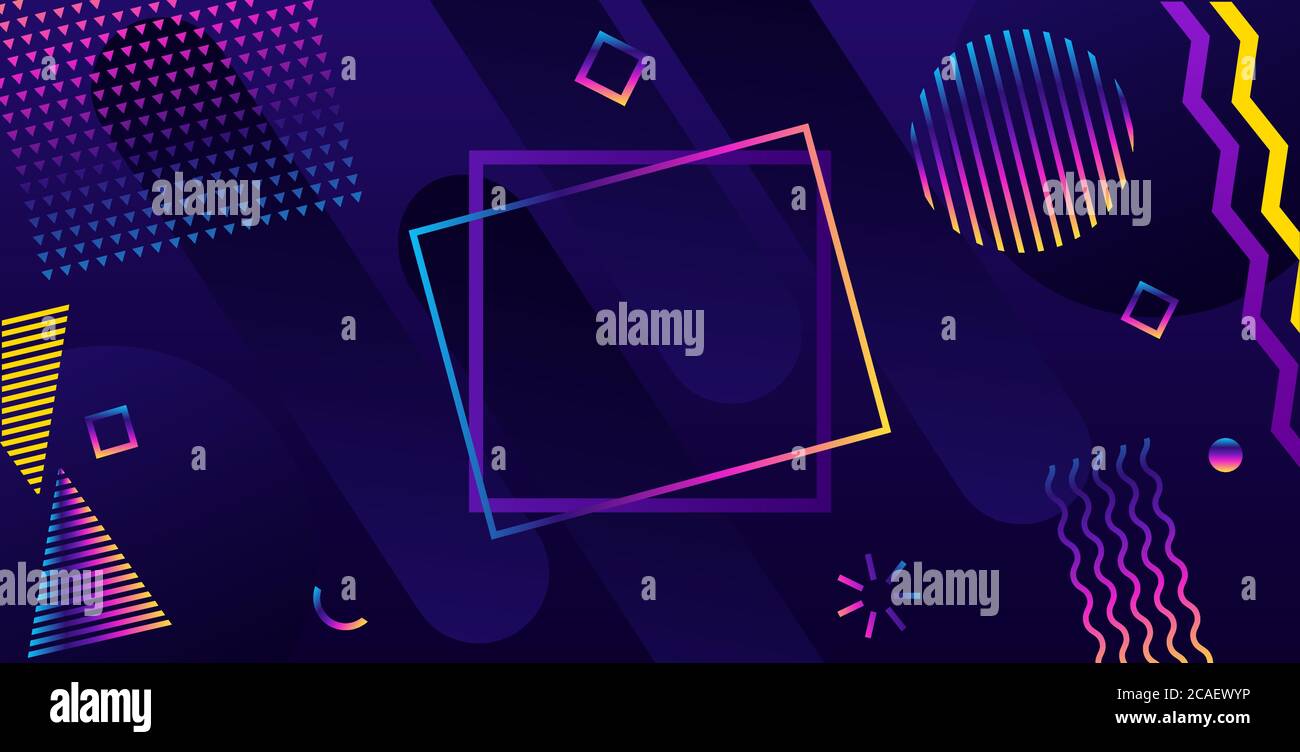 Arrière-plan ultraviolet géométrique abstrait. Style futuriste moderne. Bannière aux formes géométriques chaotiques. Cercles et rayures arc-en-ciel. Illustration de Vecteur