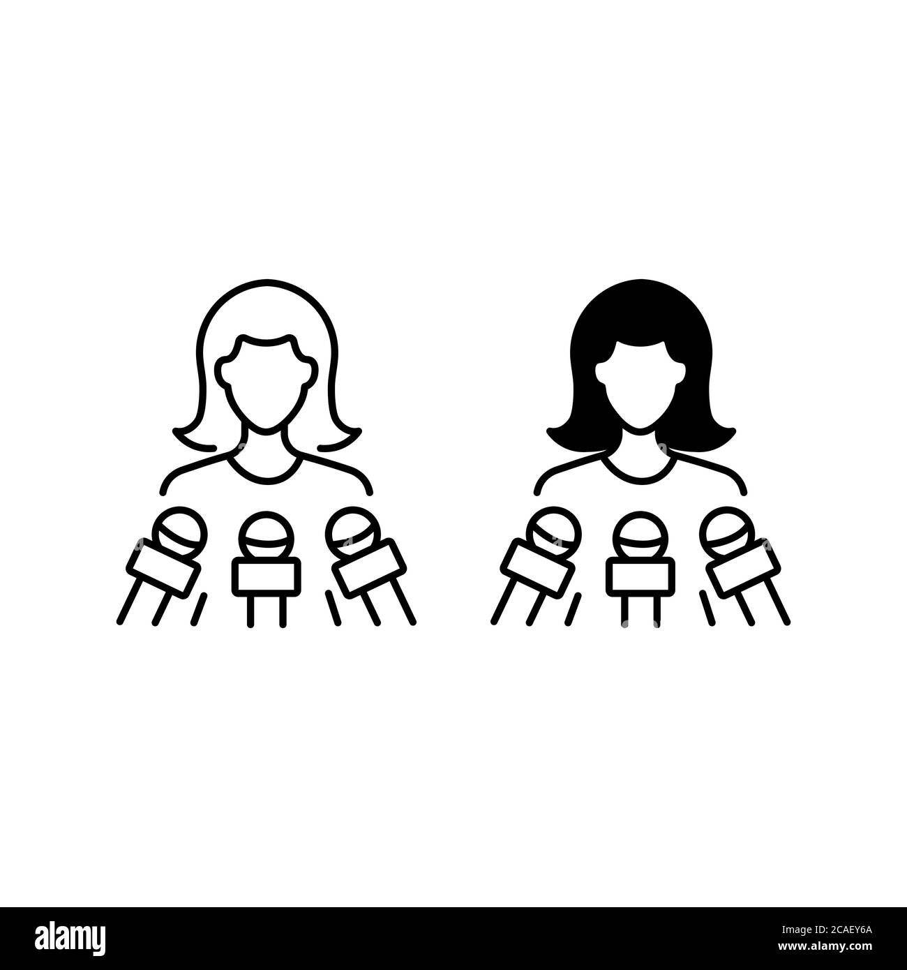 Appuyez sur le contour de la conférence et les icônes de glyphe Illustration de Vecteur