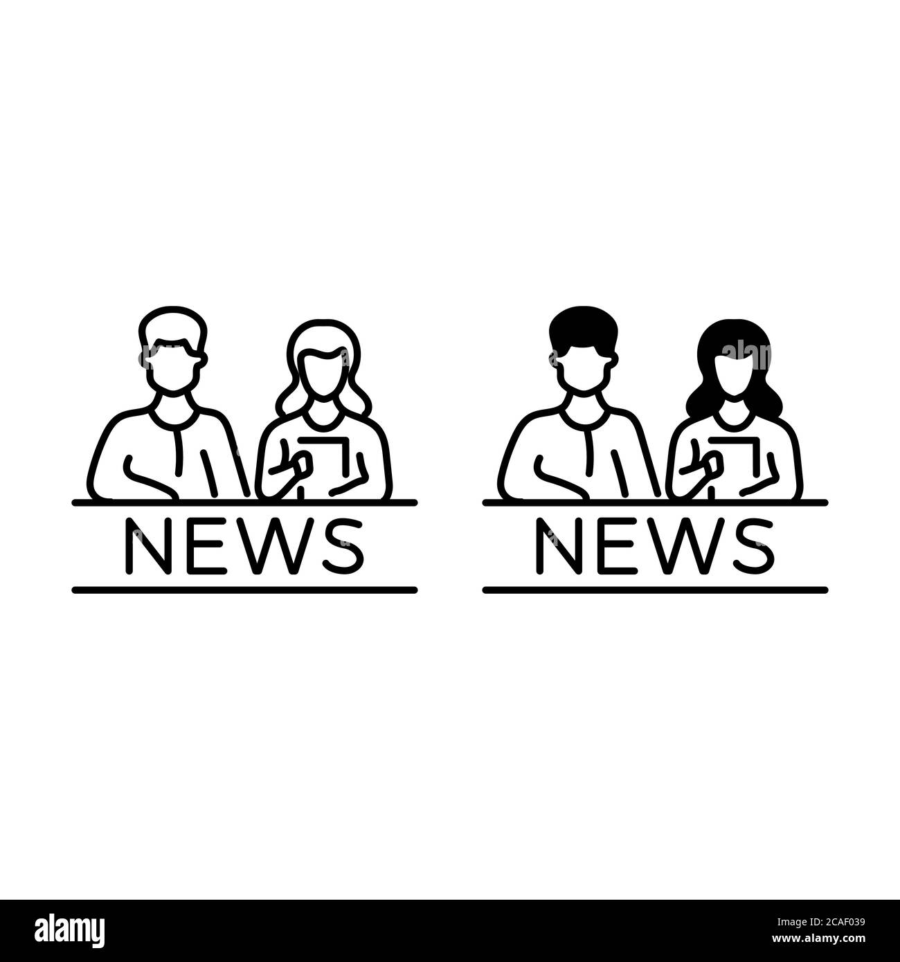 Le contour des ancres d'actualités TV et les icônes de glyphe Illustration de Vecteur