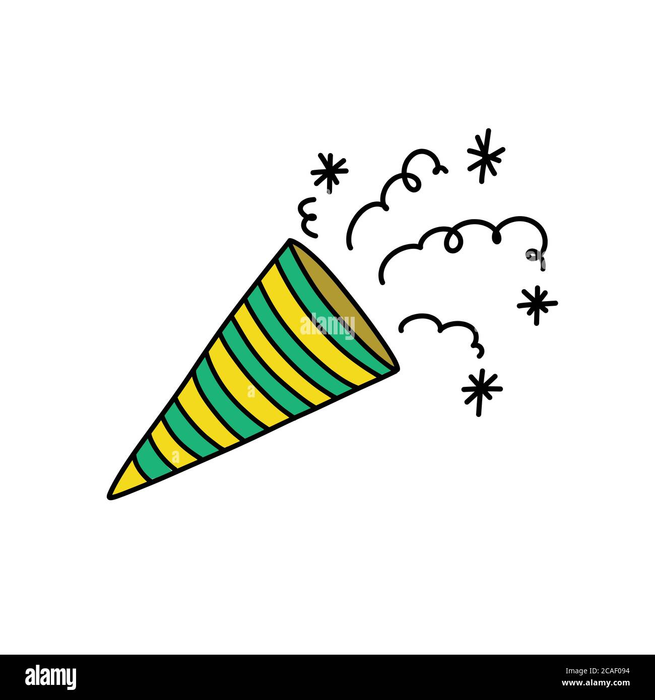 confetti poper doodle icône, illustration de couleur vectorielle Illustration de Vecteur