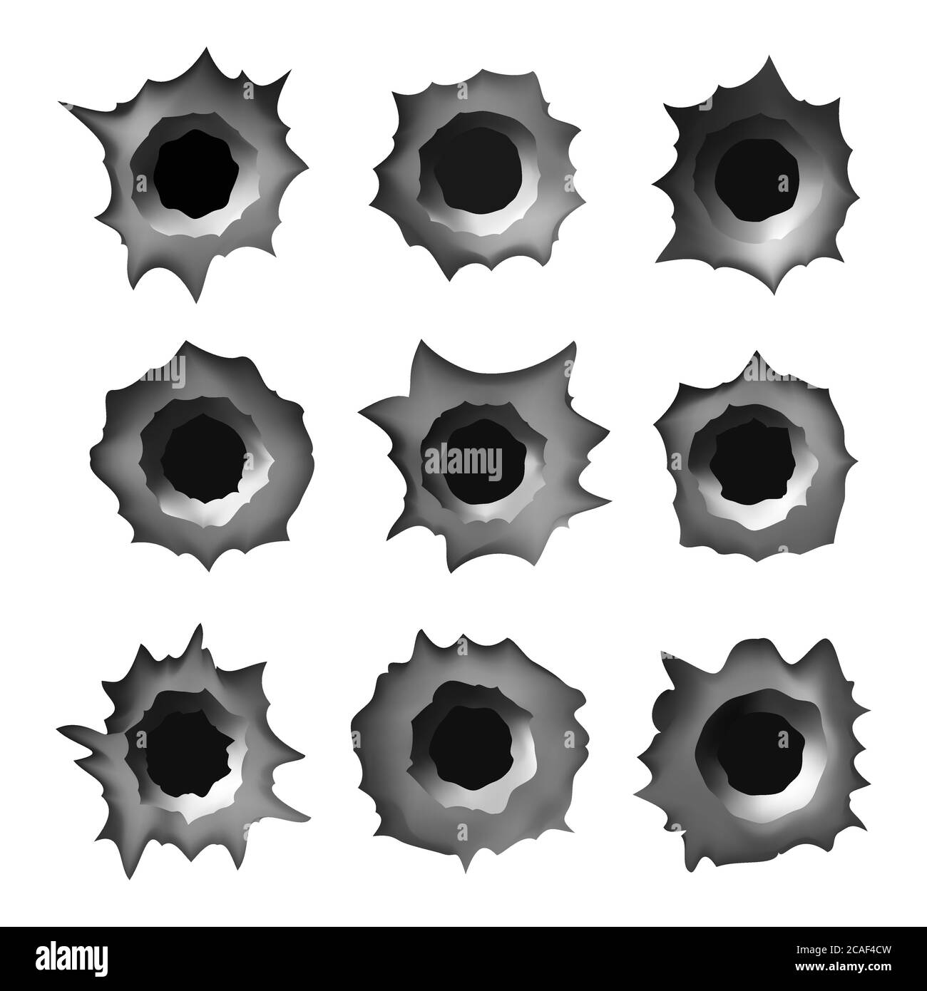trous de balle dans l'illustration du vecteur métallique sur fond blanc isolé Illustration de Vecteur
