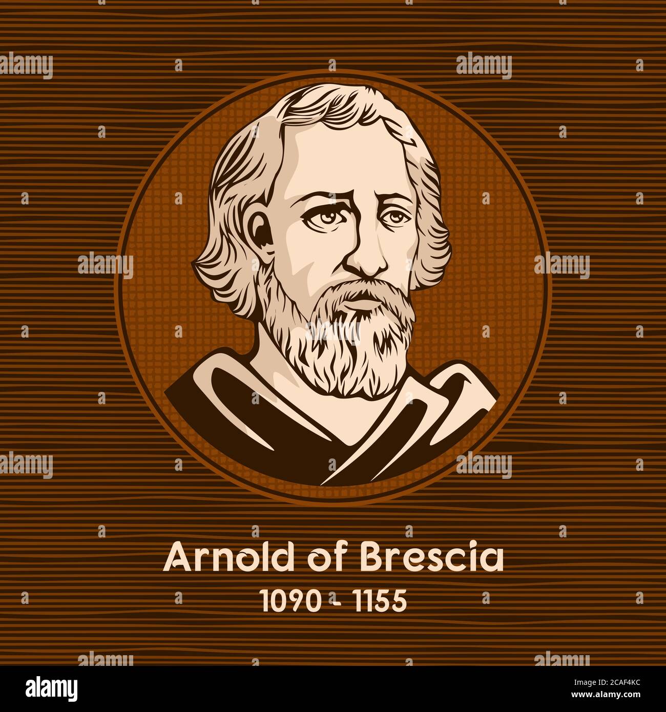 Arnold de Brescia (1090 - 1155), était un canon régulier italien de Lombardie. Il a appelé l'Église à renoncer à la propriété et m'a participé Illustration de Vecteur