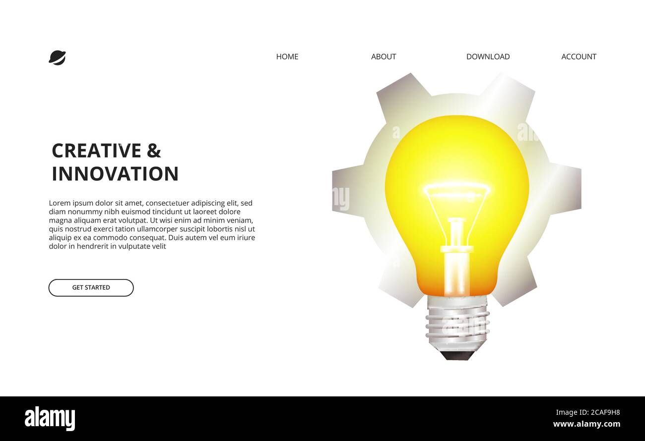 Ampoule lumineuse 3D et illustration de l'équipement pour les entreprises, les idées créatives, le concept d'innovation Illustration de Vecteur