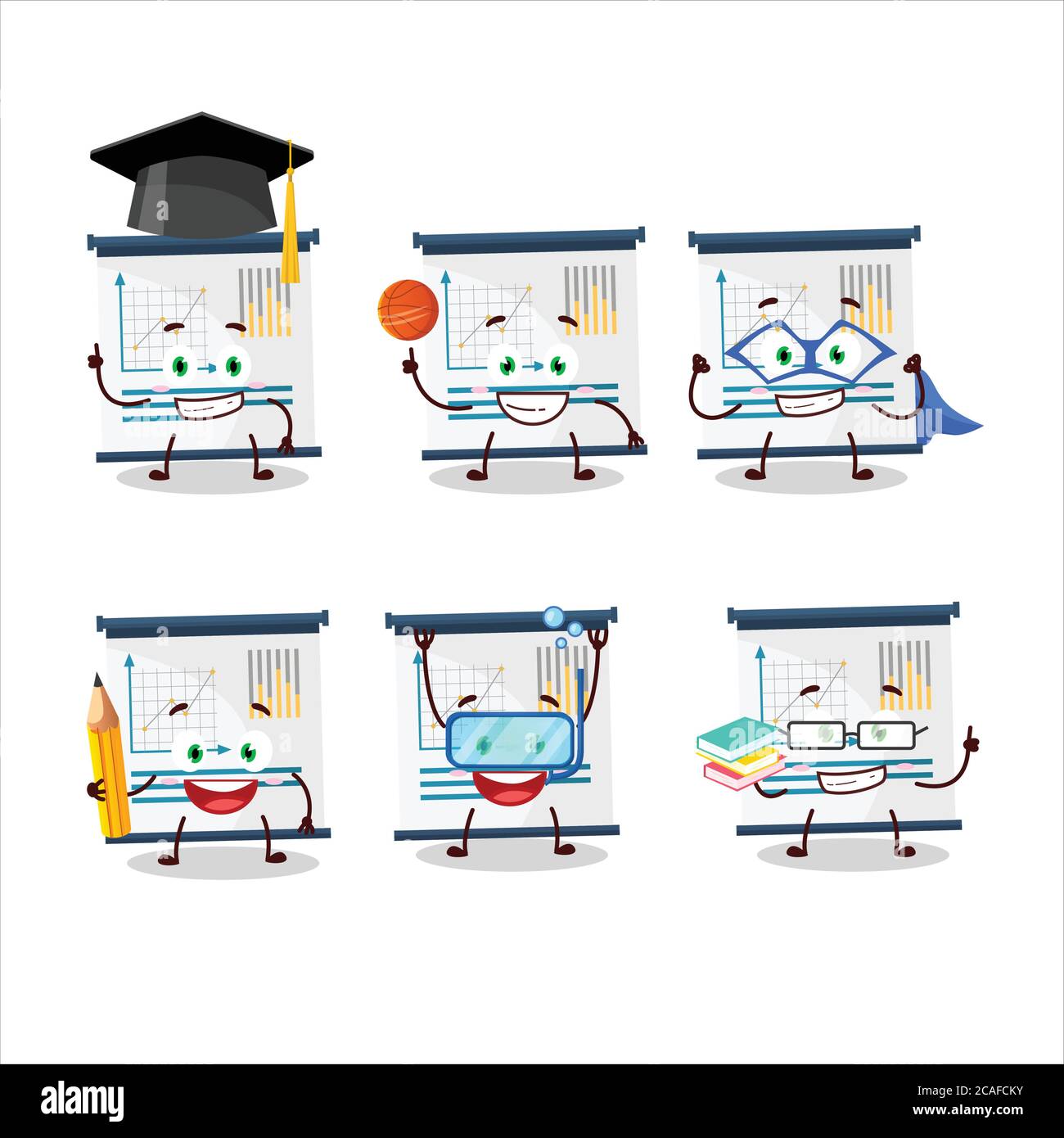 Élève d'école de présentation d'entreprise personnage de dessin animé avec diverses expressions Illustration de Vecteur