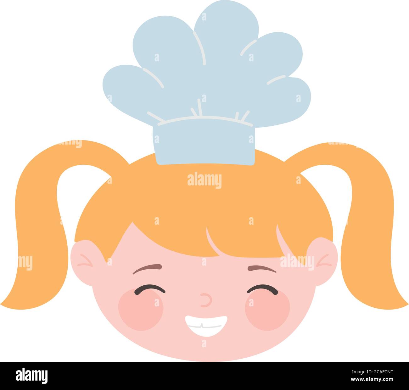 chef blonde visage de fille avec chapeau personnage de dessin animé isolé icône dessin vectoriel illustration Illustration de Vecteur