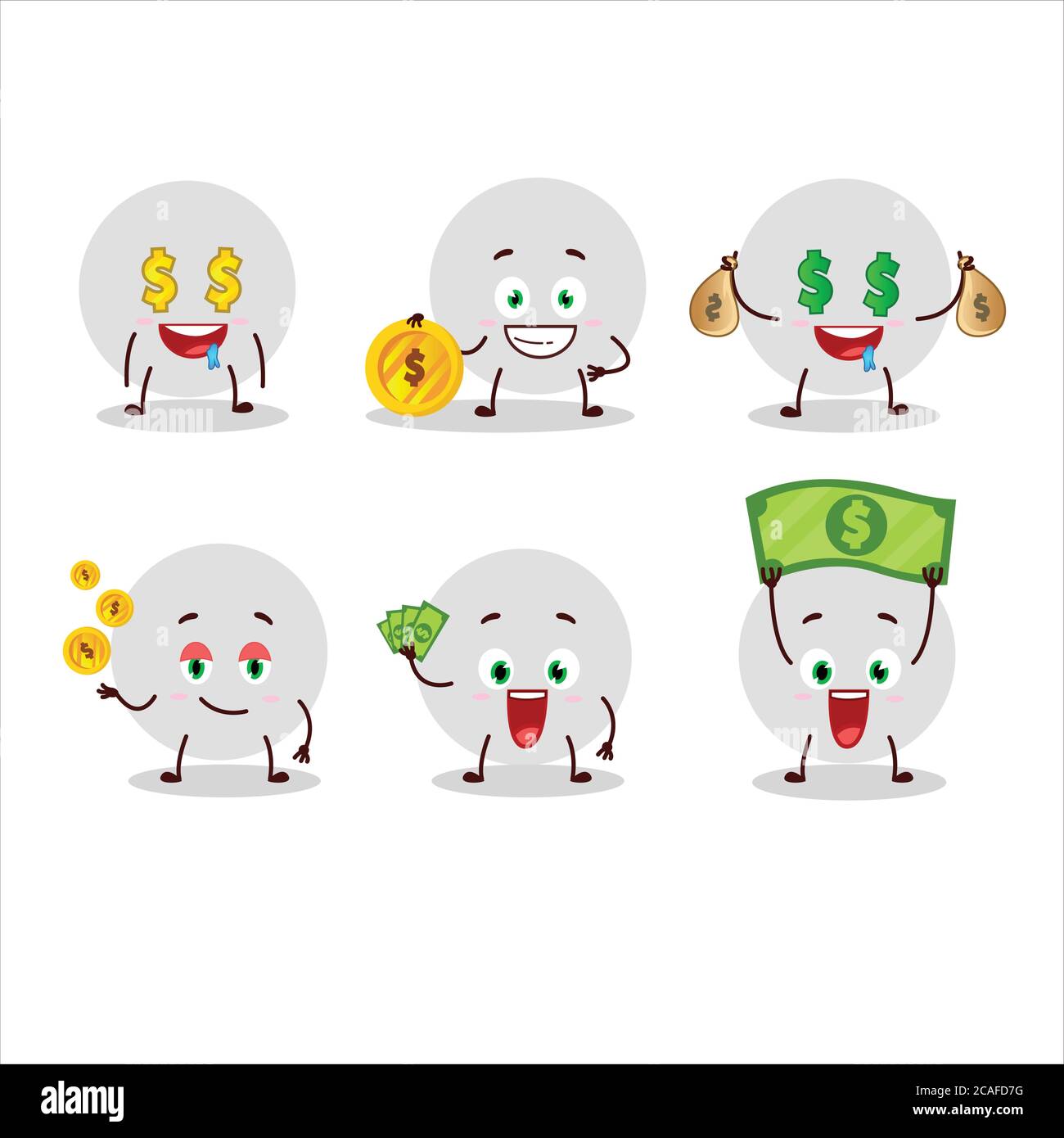 Personnage de dessin animé de volley ball avec émoticone mignon apporter de l'argent Illustration de Vecteur