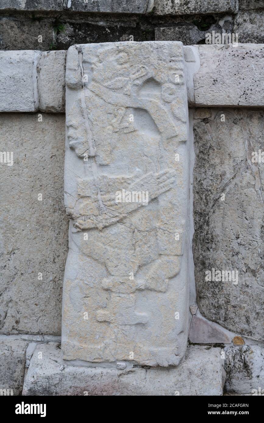 Un panneau en pierre sculpté de Pacal le Grand dans le Palais dans les ruines de la ville maya de Palenque, Parc national de Palenque, Chiapas, Mexique. UNE UNESCO Banque D'Images