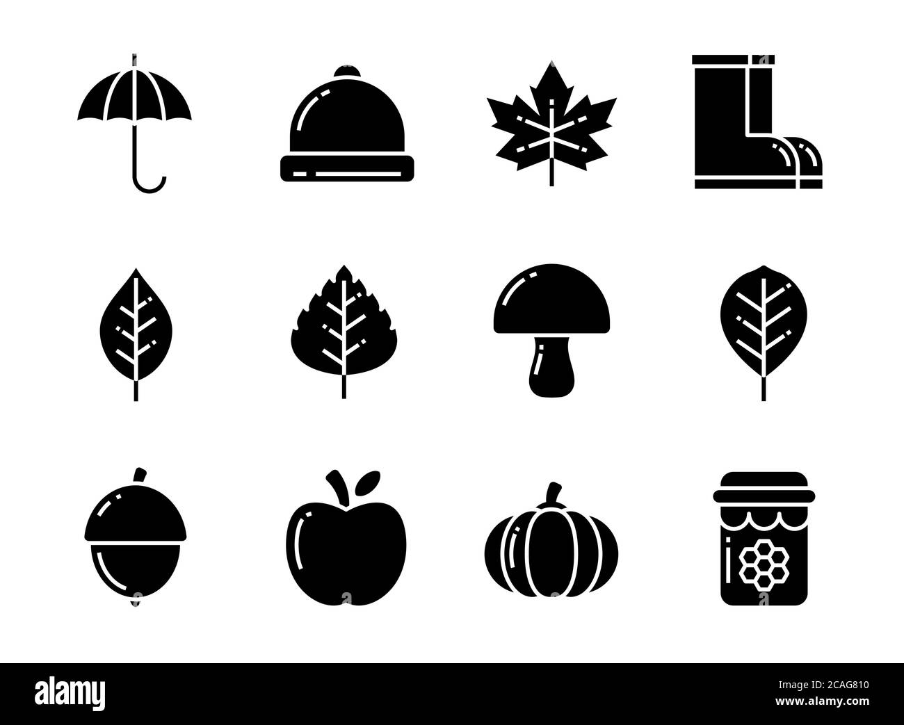 Ensemble d'icônes d'automne avec style Uni. Symboles pour le site Web, le magazine, l'application et le design. Illustration de Vecteur