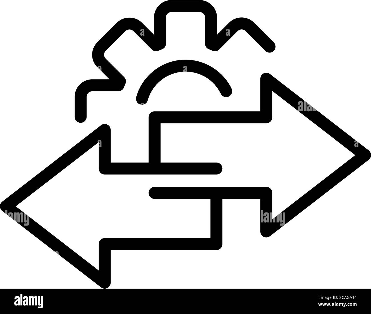 Icône de restructuration d'engrenage, style de contour Illustration de Vecteur