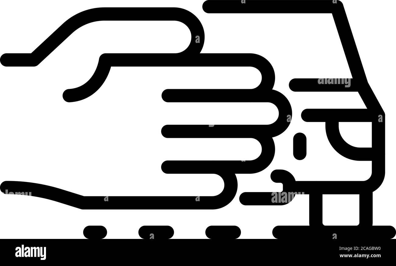 Icône de randonnée sur route à main, style contour Illustration de Vecteur