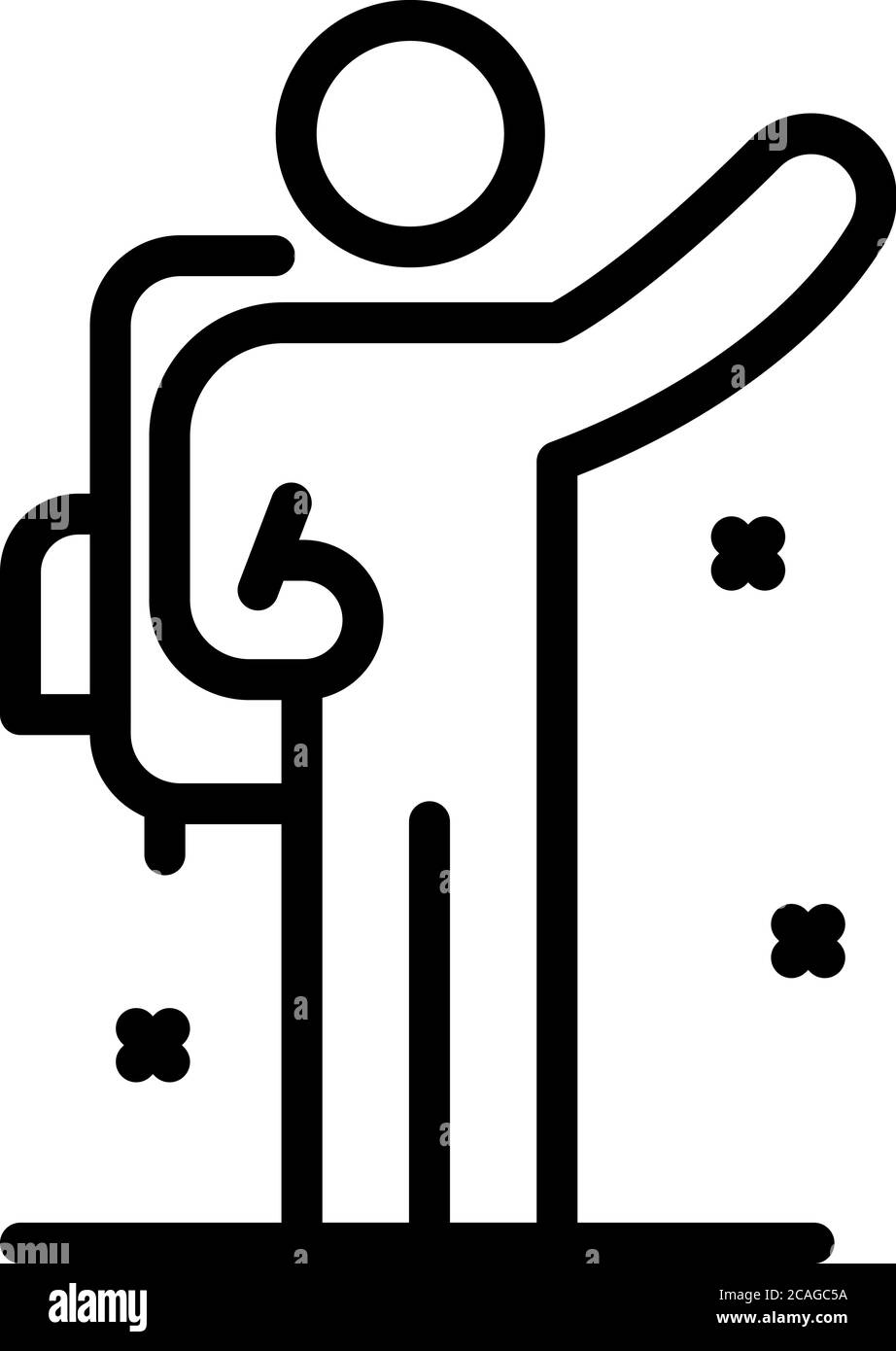 Icône de randonnée à dos, style contour Illustration de Vecteur