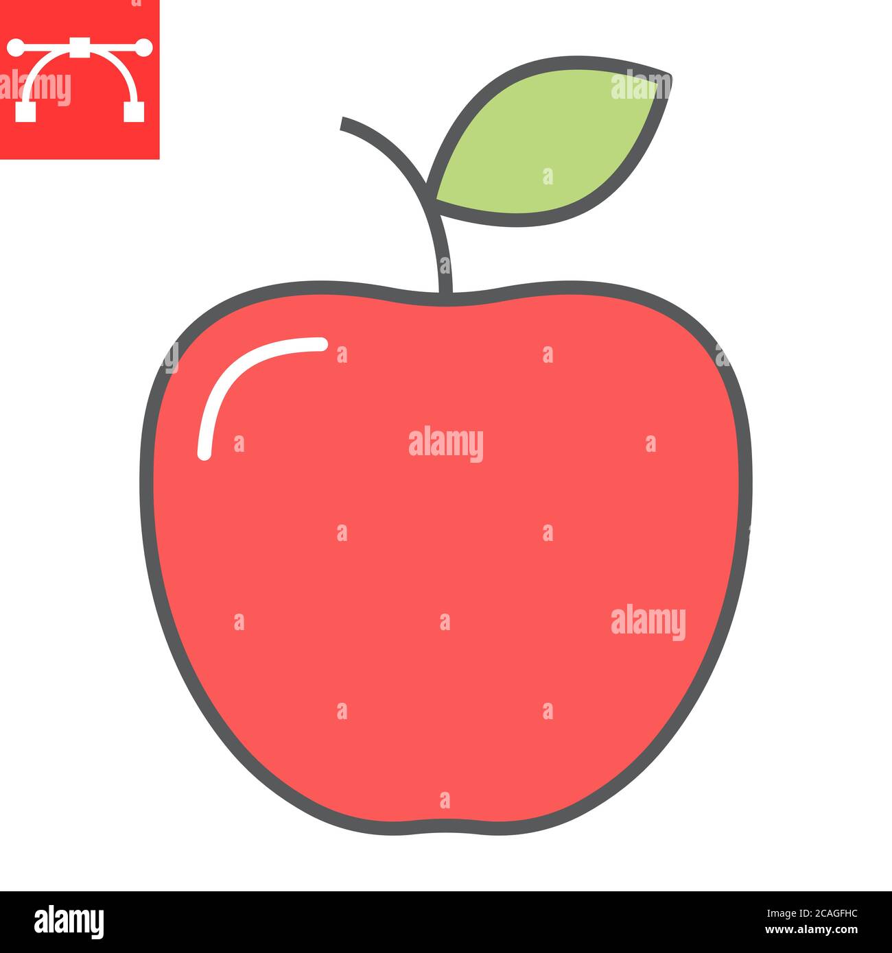 Icône de ligne de couleur Apple, fruit et santé, graphiques vectoriels de signe de pomme, icône de contour rempli de trait modifiable, eps 10. Illustration de Vecteur