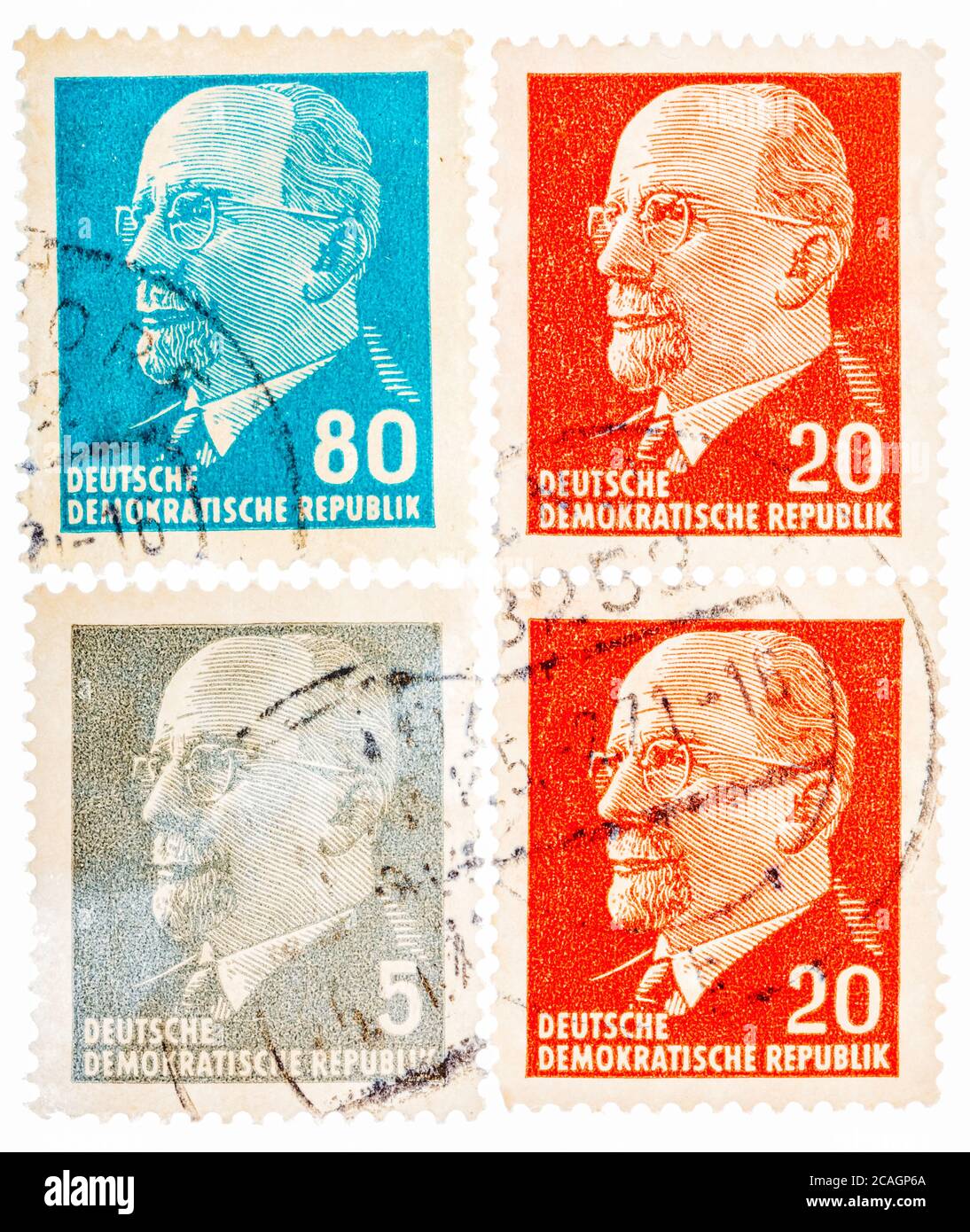 La carte postale imprimée dans le FRG montre le portrait de Walter Ulbricht - politicien communiste allemand Banque D'Images