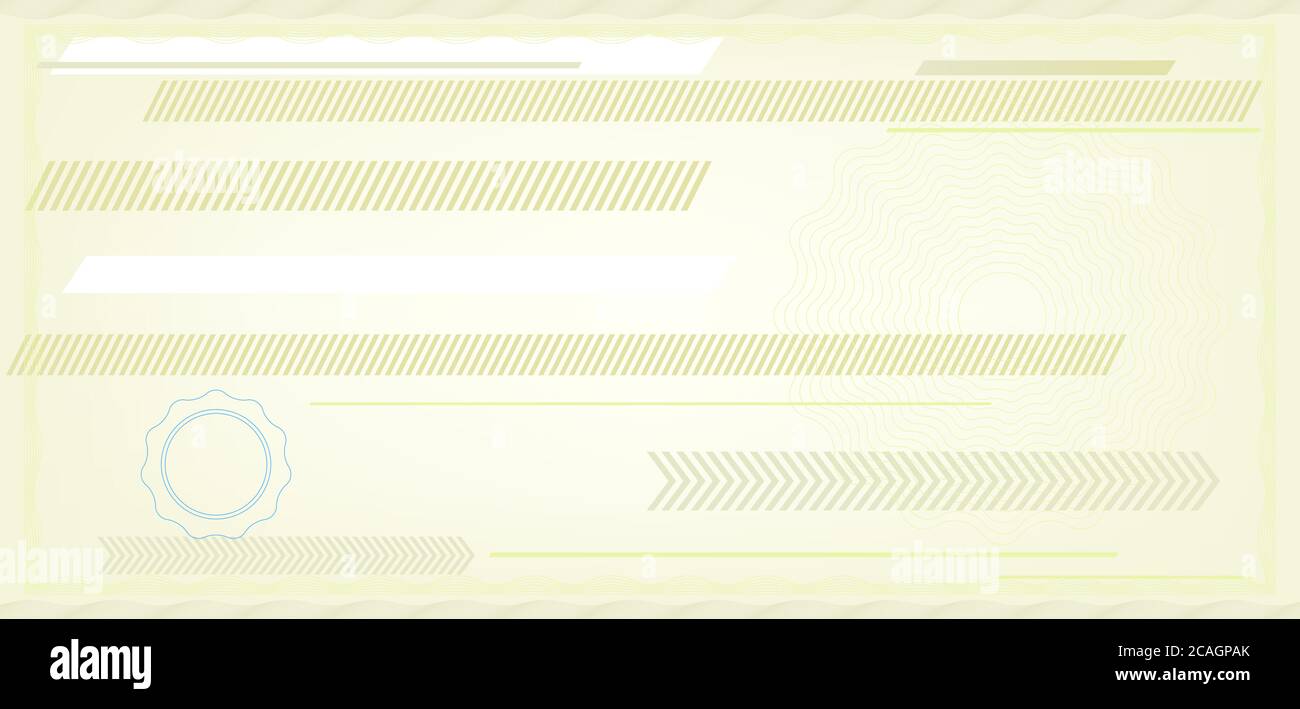 Vector illustration. Spécimen de chèque en blanc dans des tons doux avec copie espace. Illustration de Vecteur