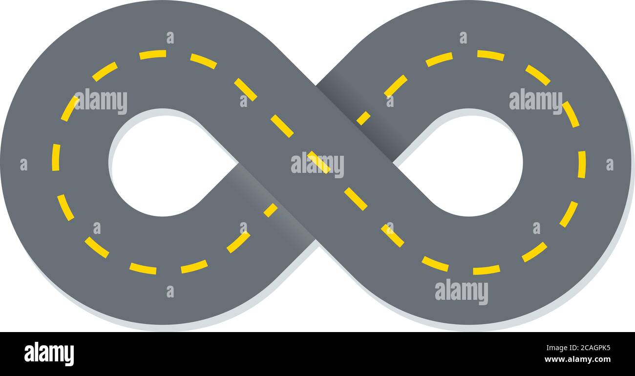 Vector illustration. Symbole mathématique de l'infini avec illustration de circulation routière. Illustration de Vecteur