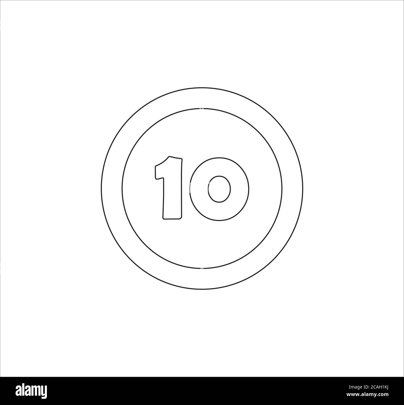 Icône de limite de vitesse noir et blanc 10 Banque D'Images