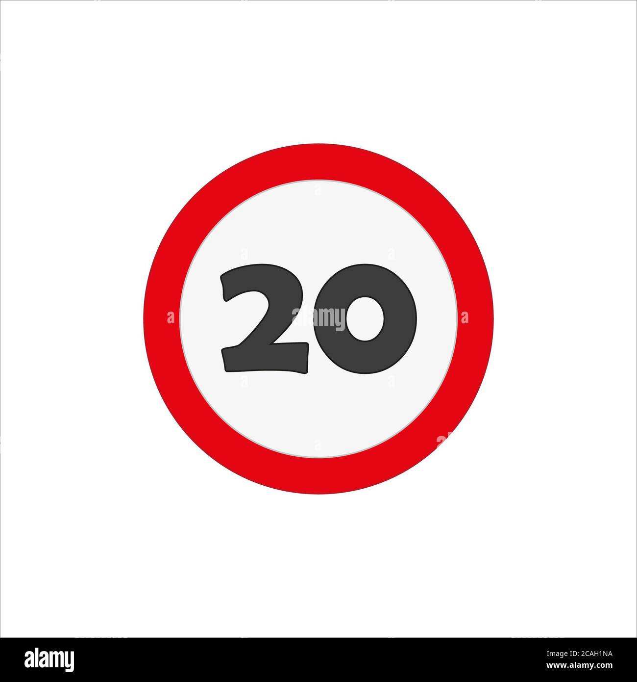 Illustration d'une icône de signalisation routière de limite de vitesse maximale de 20 pour la conception web ou mobile Banque D'Images