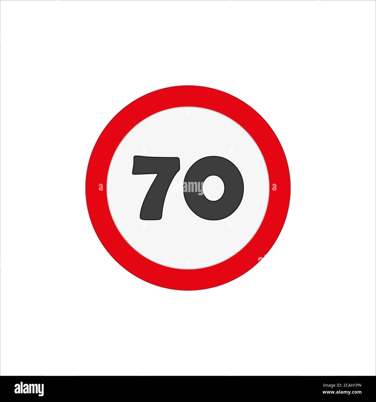 Icône de limite de vitesse 70 dans un cercle rouge Banque D'Images