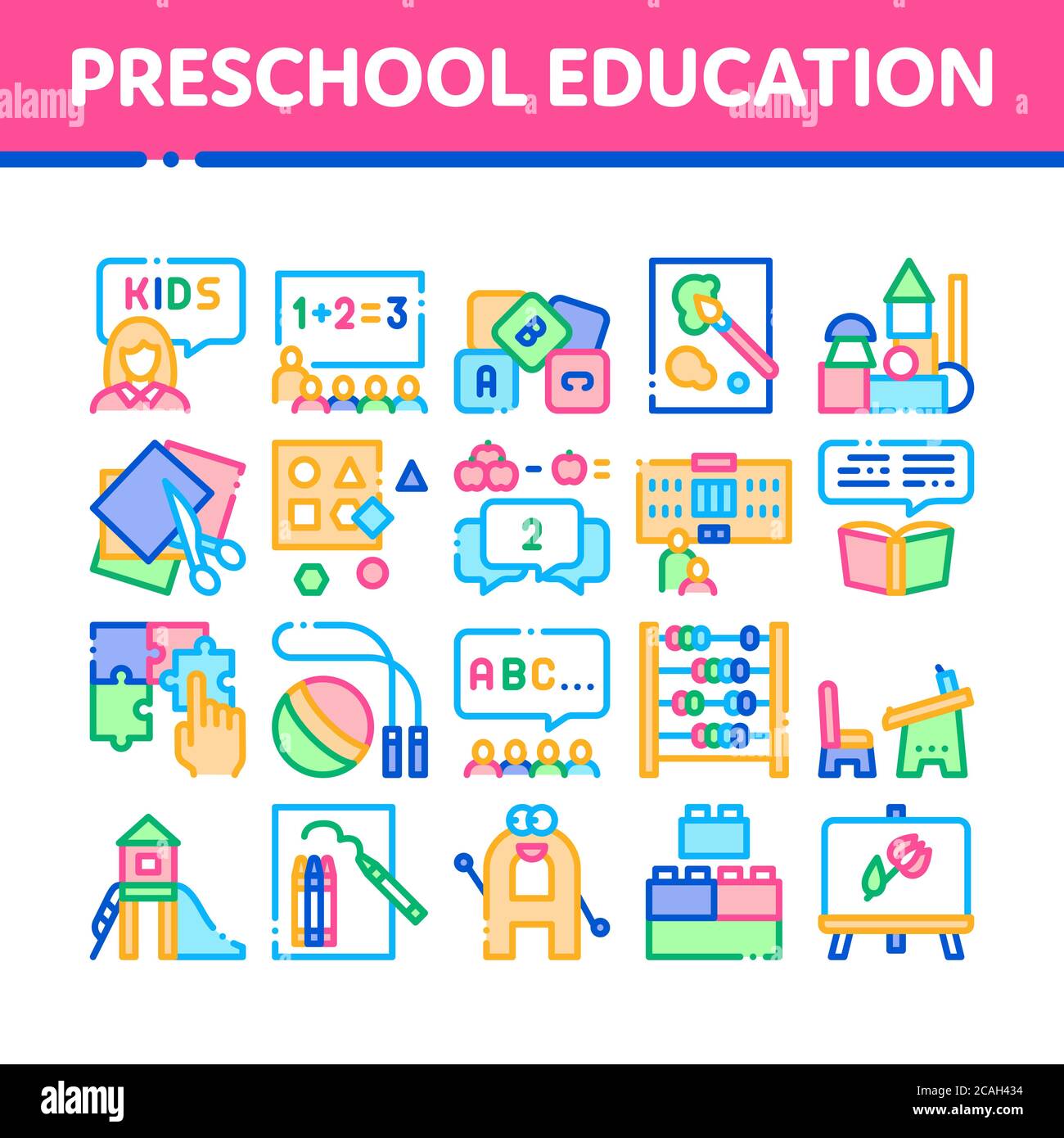 Collection d'icônes pour l'éducation préscolaire - vecteur Illustration de Vecteur