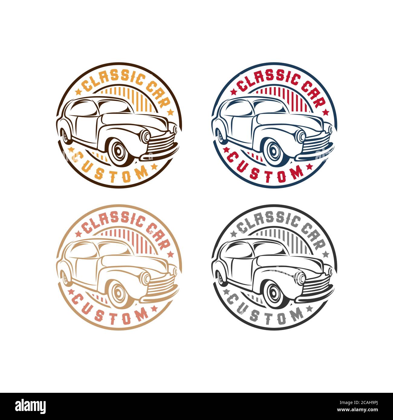 Modèle de logo de réparation de voiture classique. Conception vectorielle de réparation de voiture. Logotype automobile et équipement Illustration de Vecteur