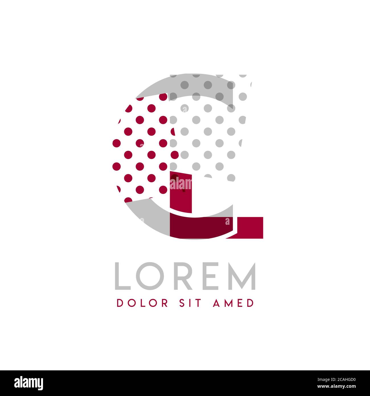 Logo LC simple de couleur grise et marron pouvant être utilisé pour la création d'entreprise et la publicité. Le logo CL est rempli de bulles et de points, peut Illustration de Vecteur