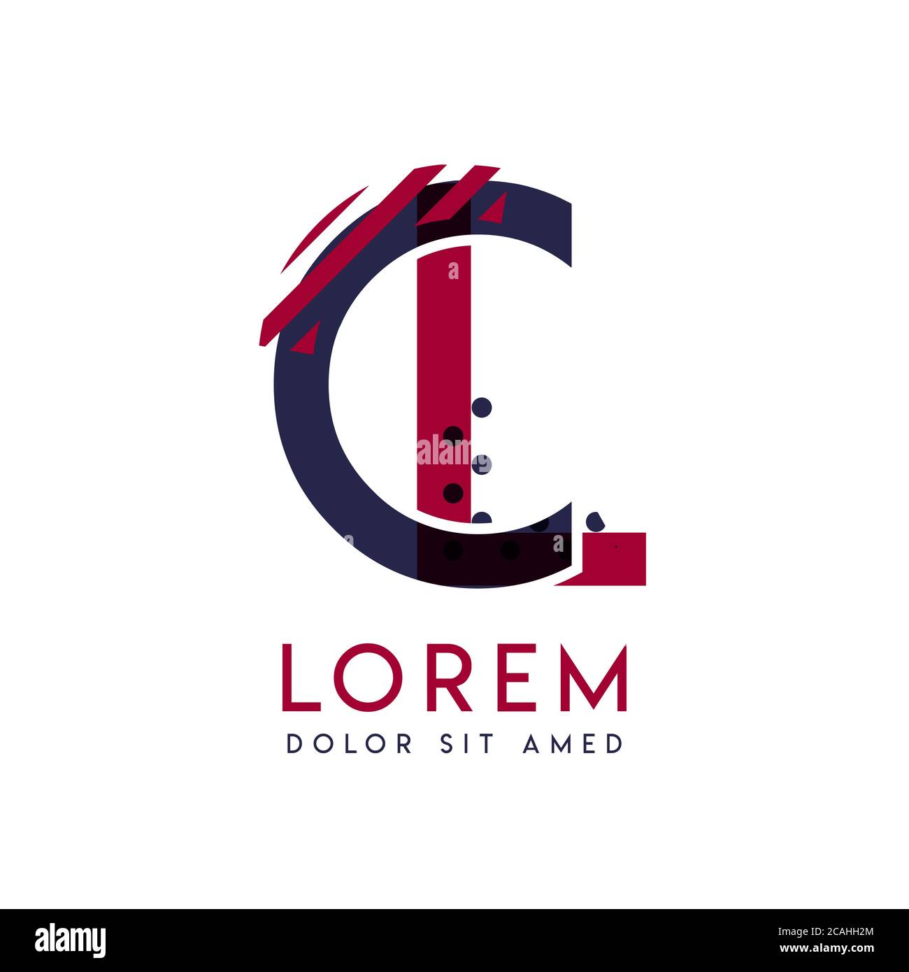 Logo LC simple de couleur bleue et marron pouvant être utilisé pour la création d'entreprise et la publicité. Le logo CL est rempli de bulles et de points, peut Illustration de Vecteur