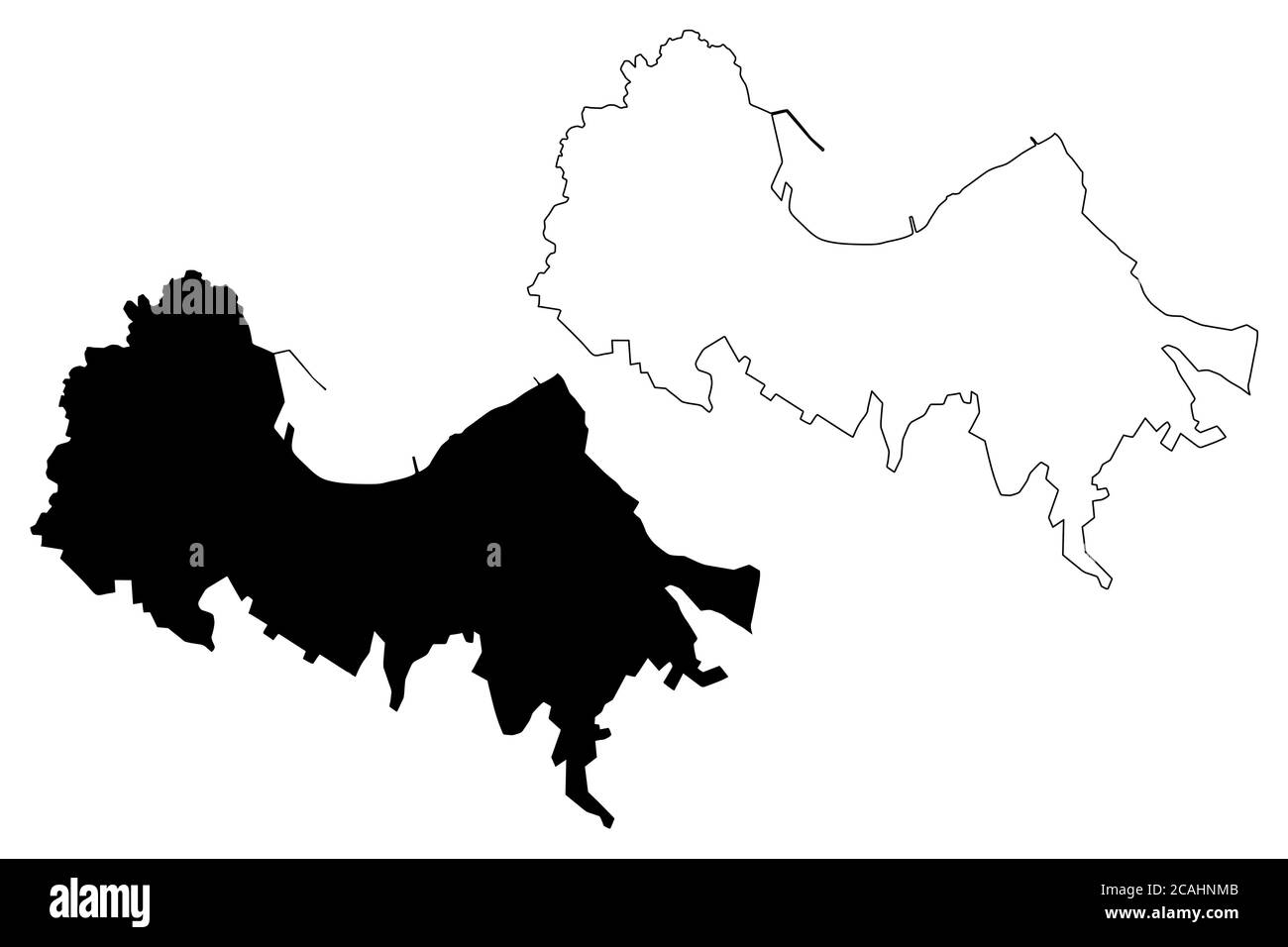 Ville de Valparaiso (République du Chili, région de Valparaiso) carte illustration vectorielle, scribing sketch carte de la ville de Valparaiso Illustration de Vecteur