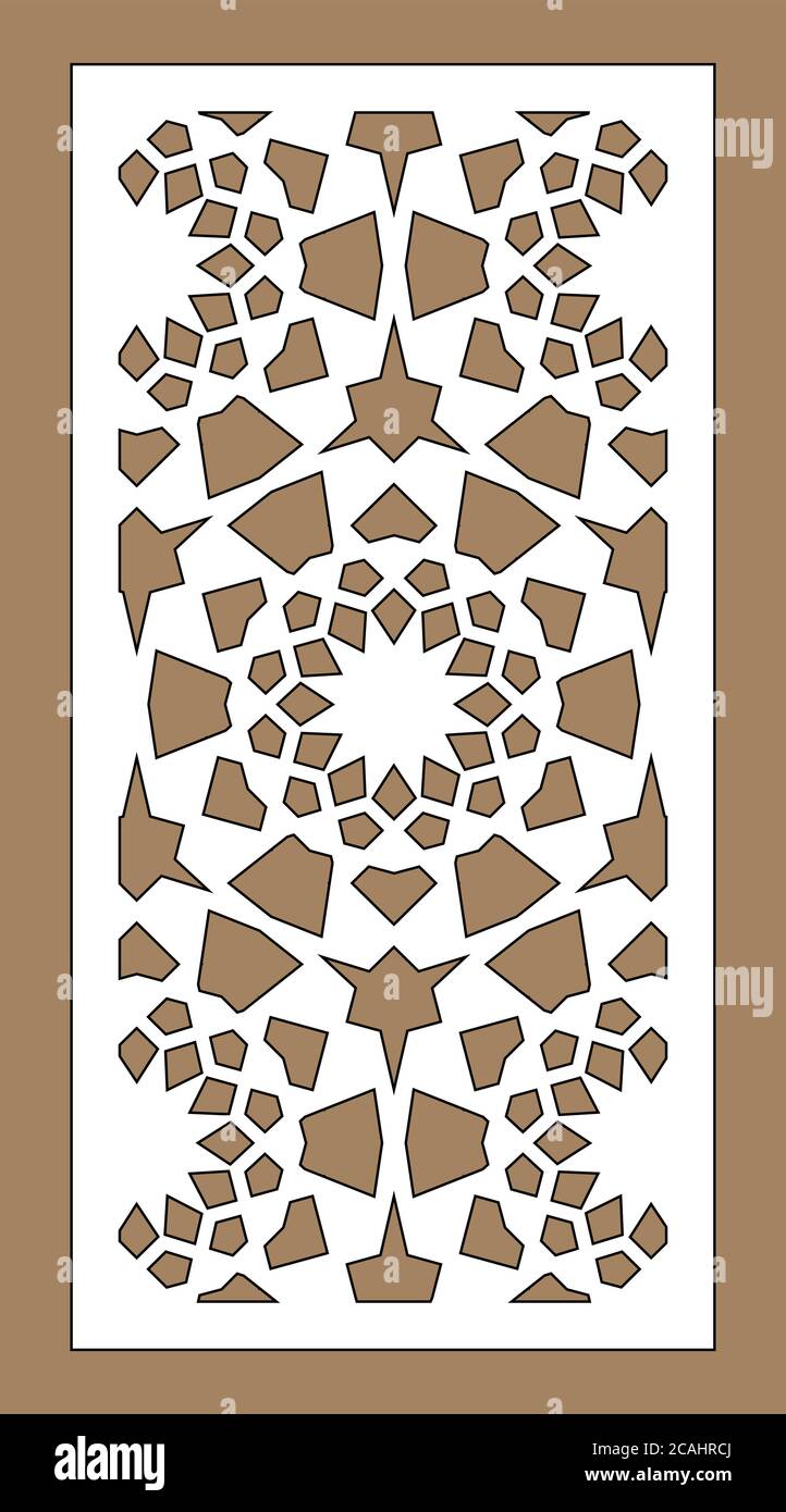 Mur décoratif arabe islamique, écran, motif panneau avec étoiles. Kit de modèle vectoriel. Jeu de panneaux vectoriels décoratifs pour la découpe au laser. Modèle pour Illustration de Vecteur Mur décoratif arabe islamique, écran, motif panneau avec étoiles. Kit de modèle vectoriel. Jeu de panneaux vectoriels décoratifs pour la découpe au laser. Modèle pour Illustration de Vecteur