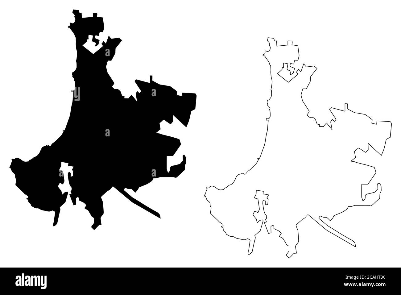 Vina del Mar City (République du Chili, région de Valparaiso) carte illustration vectorielle, scribble sketch carte de la ville de Vina del Mar Illustration de Vecteur