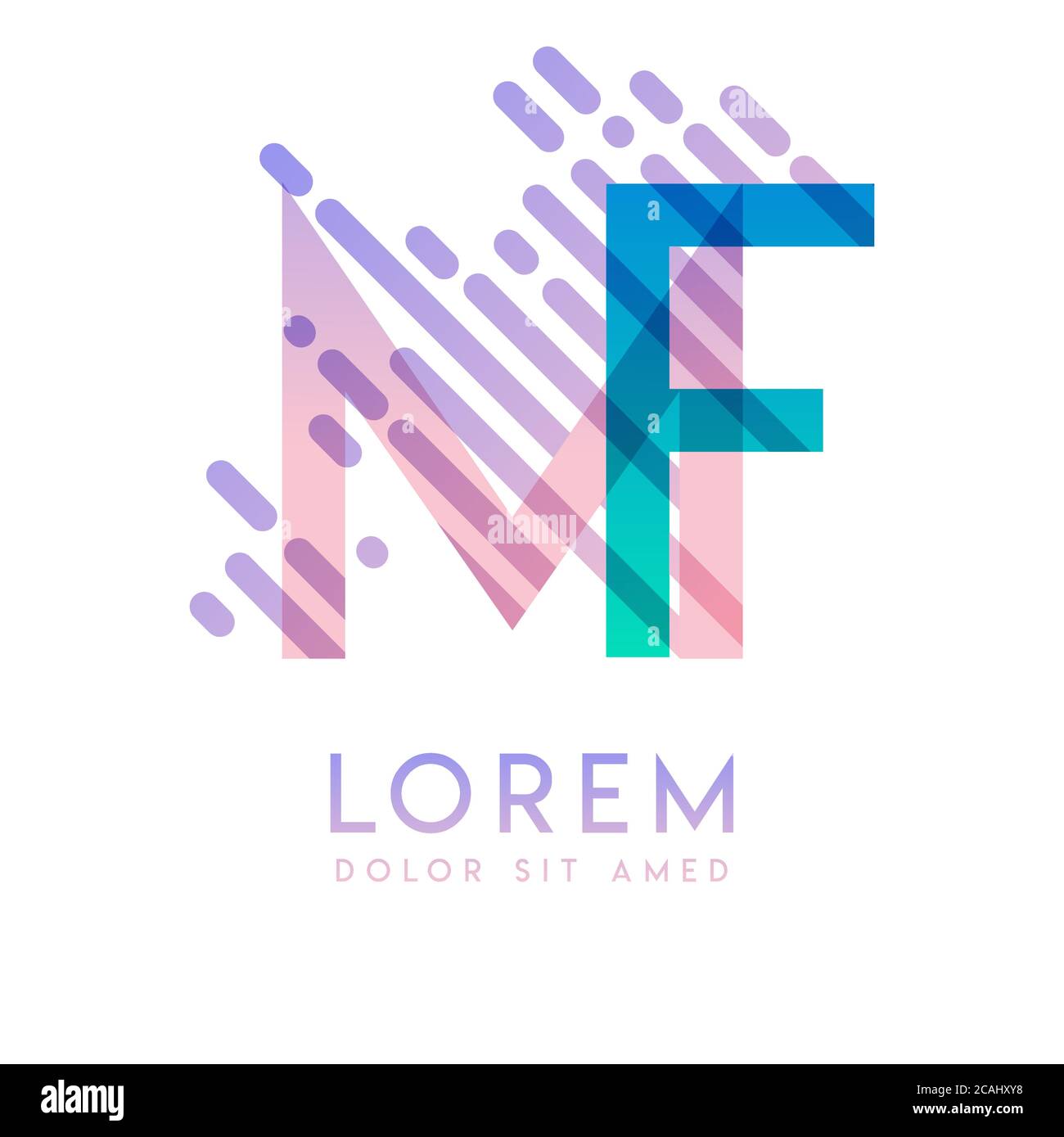Logo MF sur le thème de la vitesse et du style galaxie, adapté aux secteurs de la création et des affaires. Logo lettre FM pour tous les supports de page Web et Illustration de Vecteur