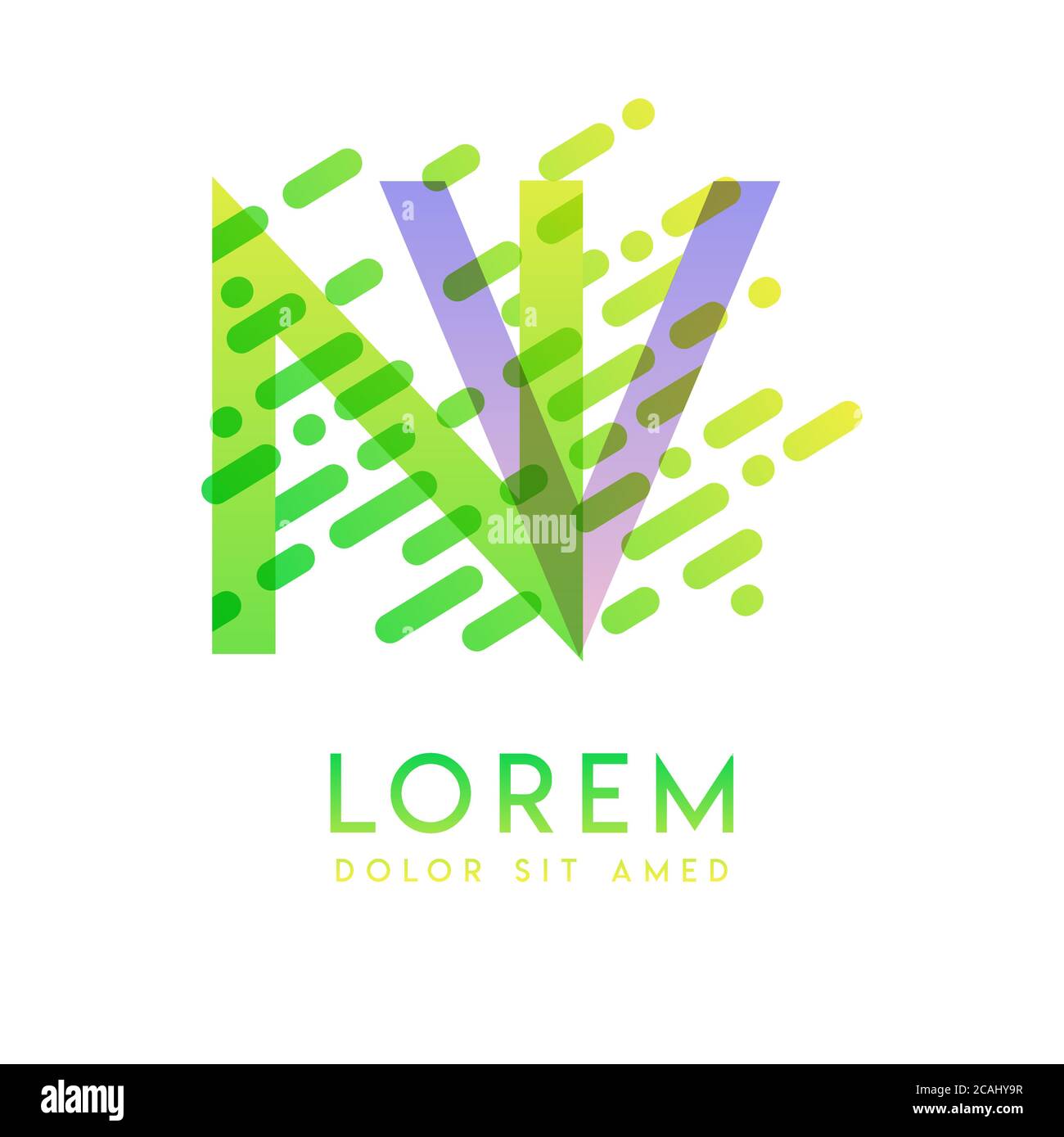 Logo NV sur le thème de la vitesse et du style galaxie, adapté aux industries créatives et commerciales. VN logo lettre pour tous les médias de page Web et Illustration de Vecteur