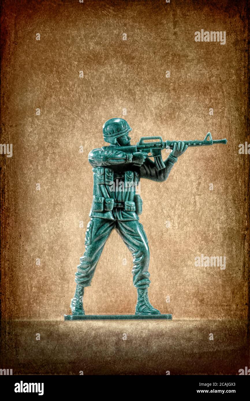 Soldat, prêt pour la guerre, avant le PTSD Banque D'Images