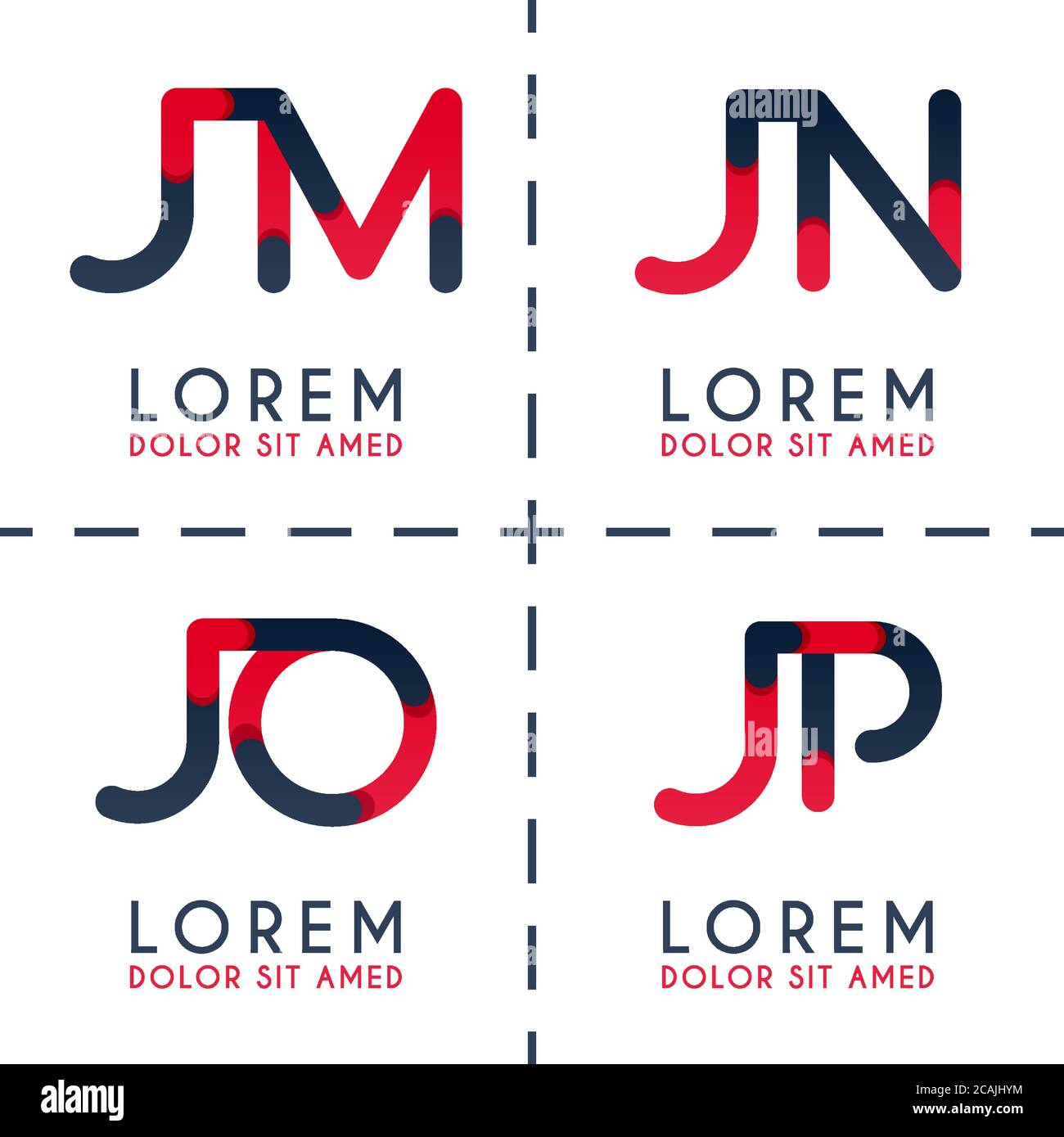 Logo JM pour les entreprises et les entreprises. MODÈLE DE LOGO JN pour affiche. L'illustration du logo JO peut être destinée aux sites Web et aux applications. Lettre JP logo pour les médias sociaux Illustration de Vecteur