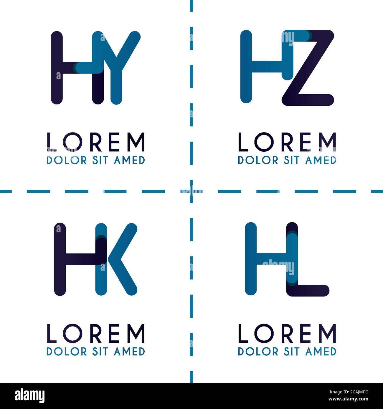 Logo HY pour les entreprises et les entreprises. LOGO DU modèle HZ pour affiche. L'illustration du logo HK peut être destinée aux sites Web et aux applications. Lettre HL logo pour les médias sociaux Illustration de Vecteur