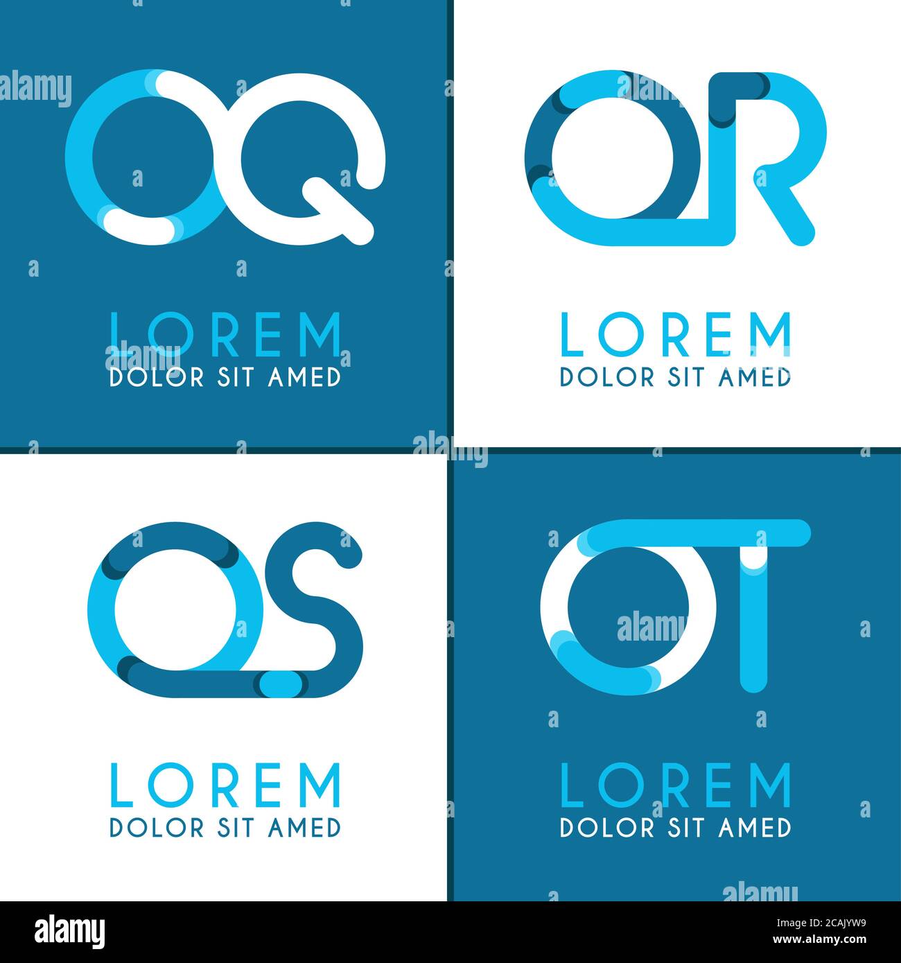 Logo OQ pour les entreprises et les entreprises. OU modèle de logo pour affiche. L'illustration du logo du système d'exploitation peut être destinée aux sites Web et aux applications. Logo Letter OT pour les médias sociaux Illustration de Vecteur
