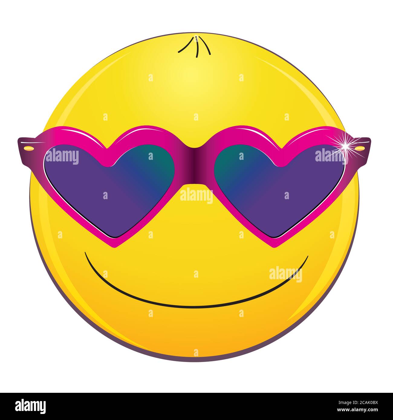 Emoticon smiley portant des lunettes de soleil. Émoticone souriant mignon  portant des lunettes de soleil sombres, emoji. Le concept de vacances d'été  au bord de la mer, vacances Image Vectorielle Stock -