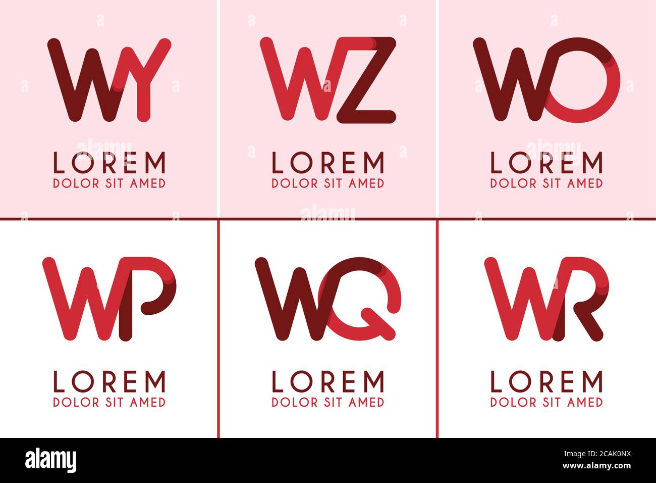 Logo WY pour les entreprises et la société.modèle WZ logo pour l'affiche. L'illustration DU logo WO peut être destinée aux sites Web. Lettre WP logo pour les médias sociaux. Logo WQ Illustration de Vecteur