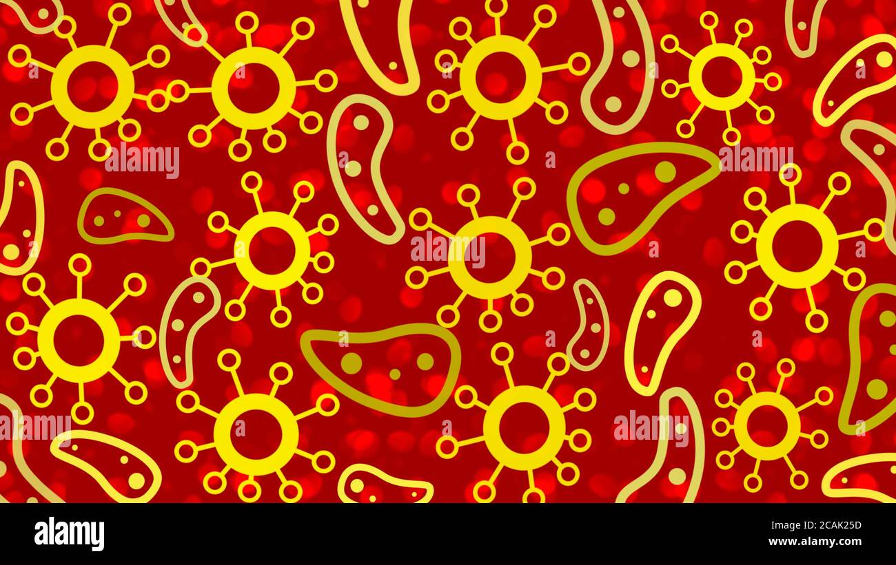 Virus cellules arrière-plan pour fond d'écran, toile de fond, bannière, modèle, illustration et autres dessins. COVID-19. Coronavirus. Pandémie. Papier peint 4K. Banque D'Images