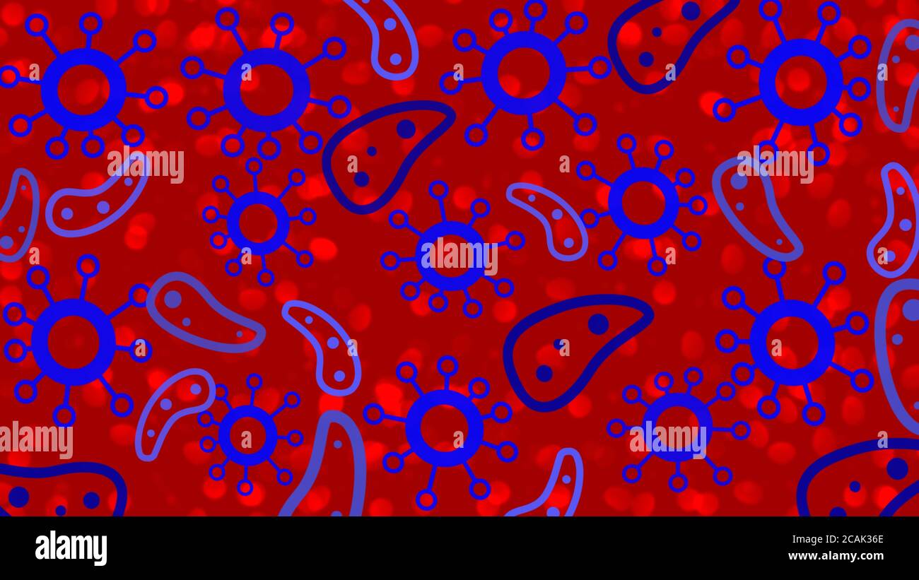 Virus cellules arrière-plan pour fond d'écran, toile de fond, bannière, modèle, illustration et autres dessins. COVID-19. Coronavirus. Pandémie. Papier peint 4K. Banque D'Images