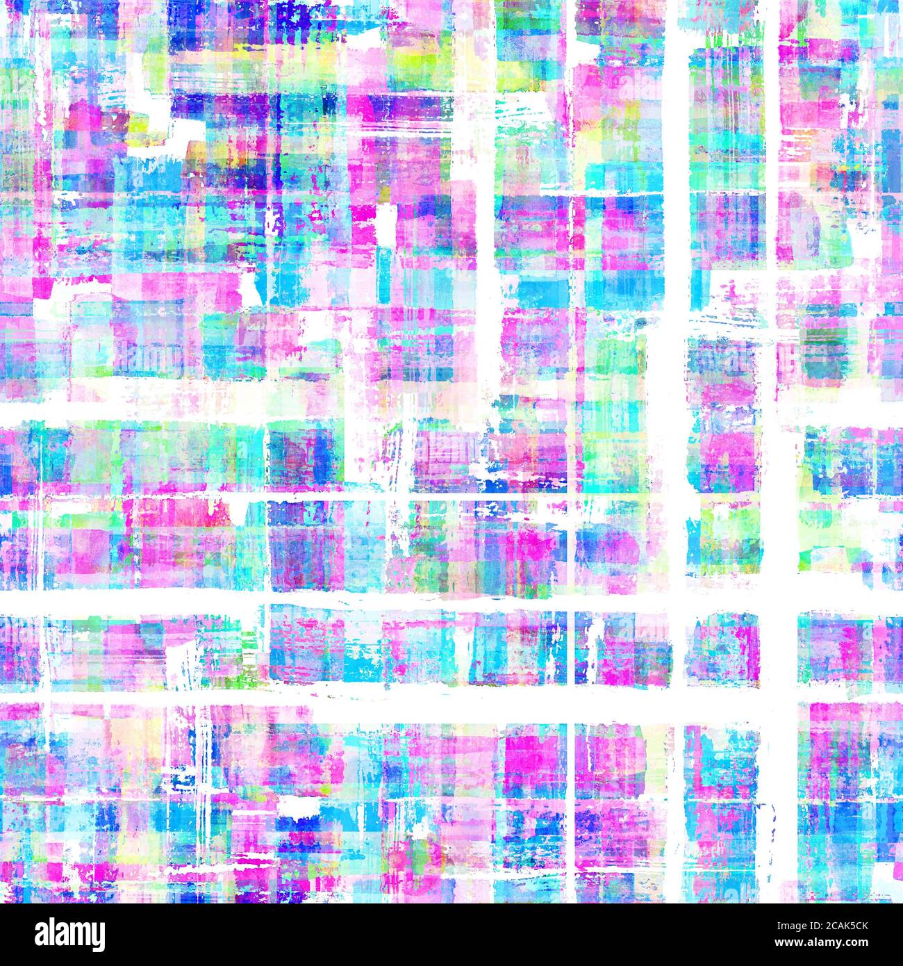 Abstrait grunge croix formes géométriques art contemporain multicolore sans couture motif arrière-plan. Texture aquarelle des traits de pinceau colorés dessinés à la main. Banque D'Images