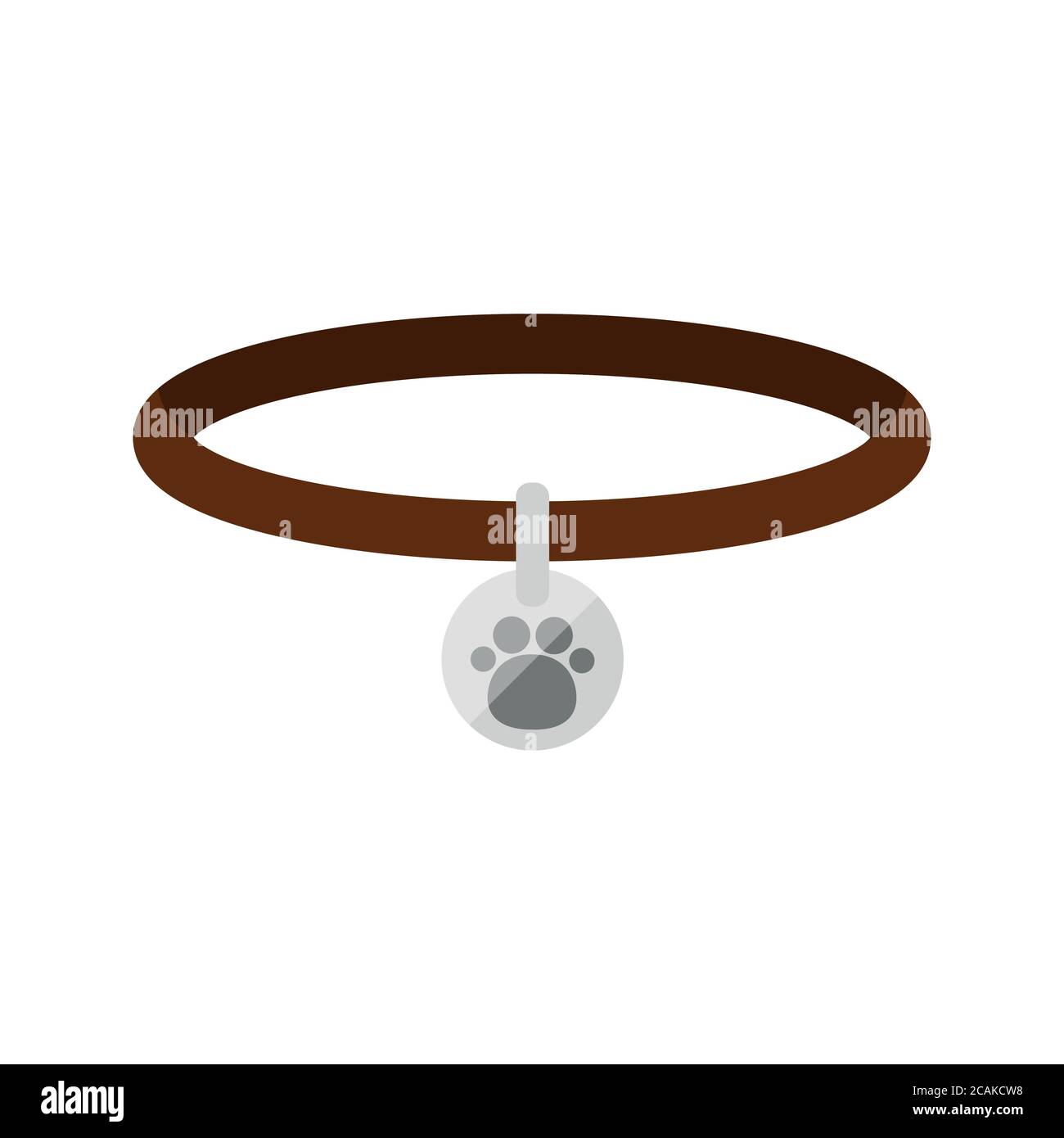 Collier pour chien ou chat avec icône d'étiquette isolée sur fond blanc. Illustration de Vecteur