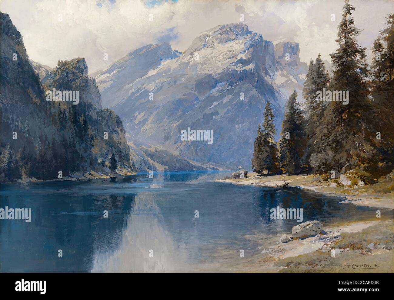 Compton Edward Theodore - Pragser Wildsee - Ecole allemande - 19ème et début du 20ème siècle Banque D'Images
