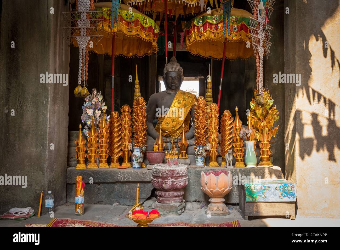Autel au temple Banteay Kdei, Siem Reap, Cambodge Banque D'Images